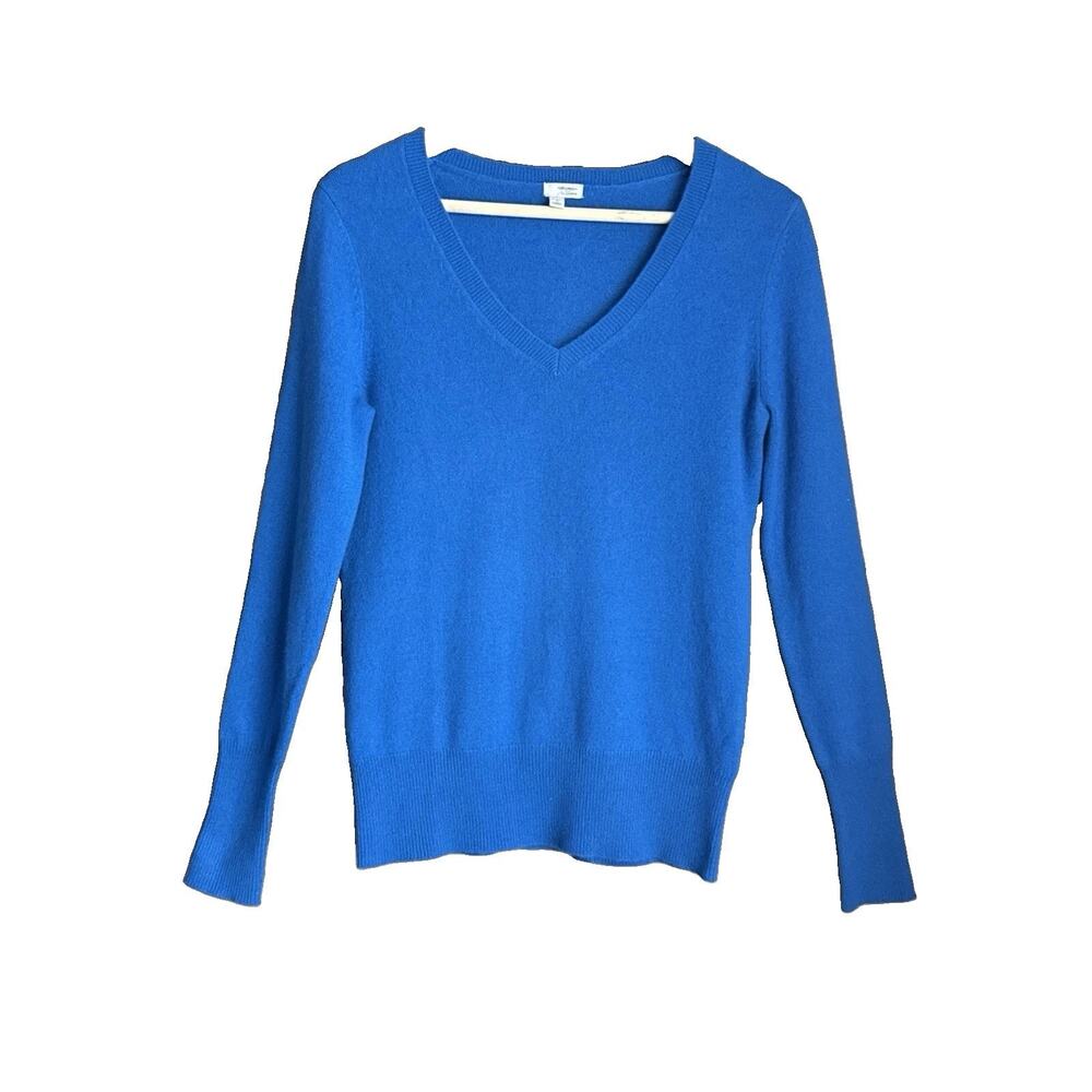 Nordstrom Women Halogen 100% Cashmere Cobalt Blue V Neck Sweater S Quiet Luxury